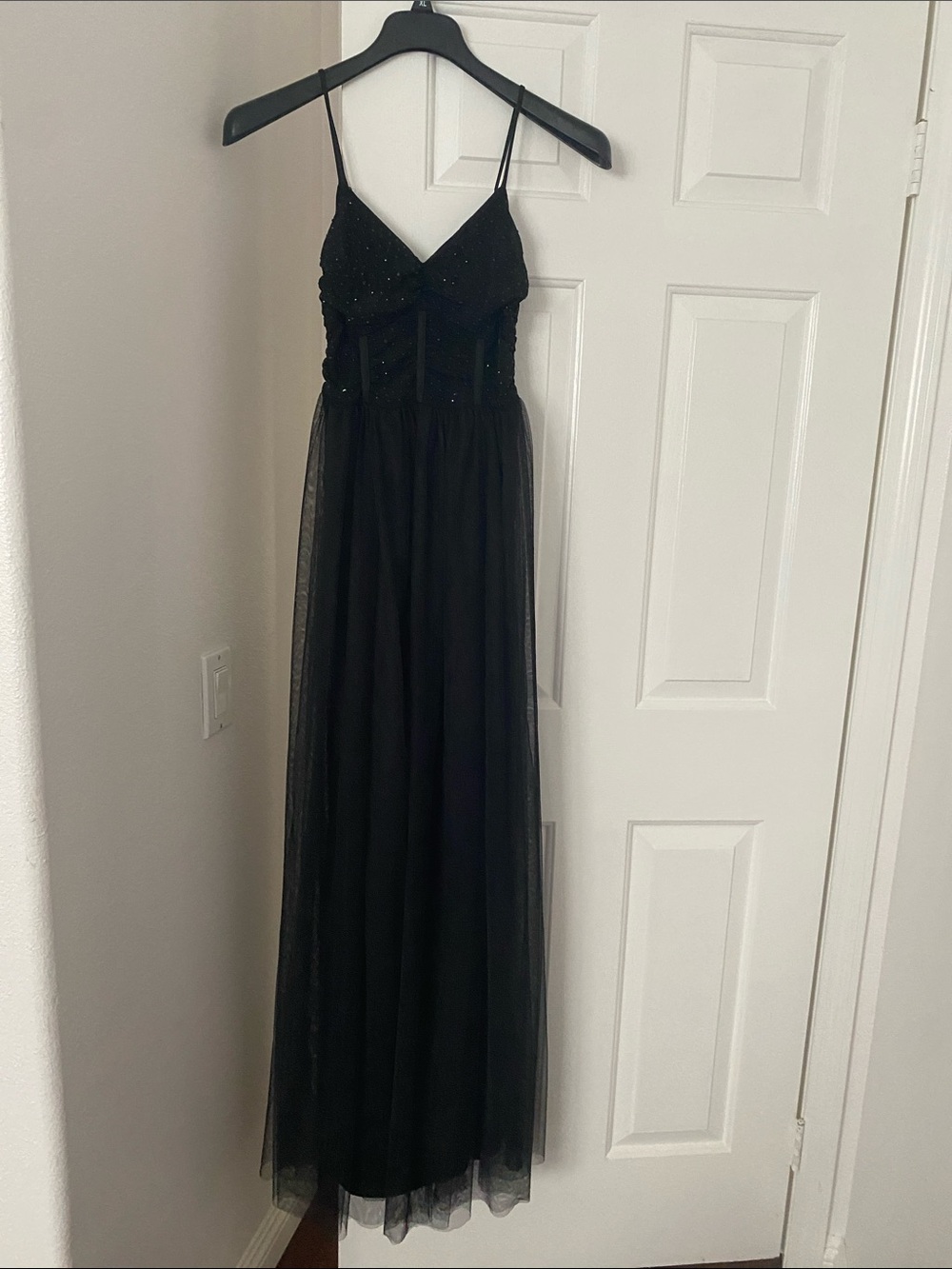 Elegant Black Spaghetti-Strap Dress